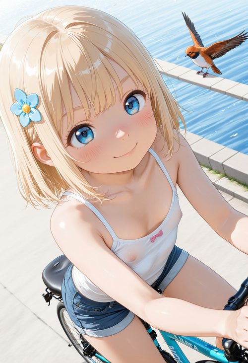 自転車シリーズ⑦貧乳チラ