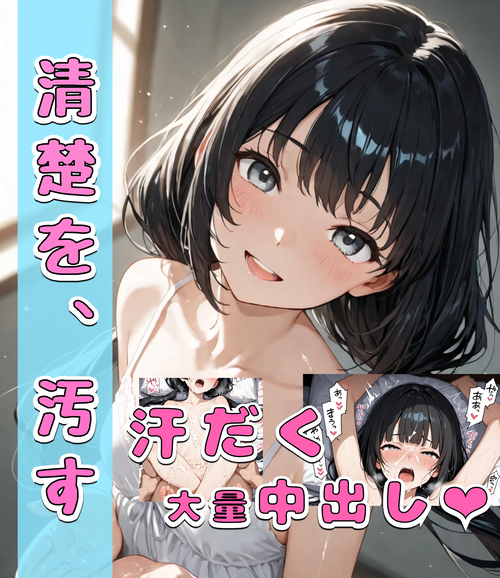 【💛 人気作 💛】二つ結びの黒髪美少女｜止まらない汗と中出しセックス【17枚／Vol.1】