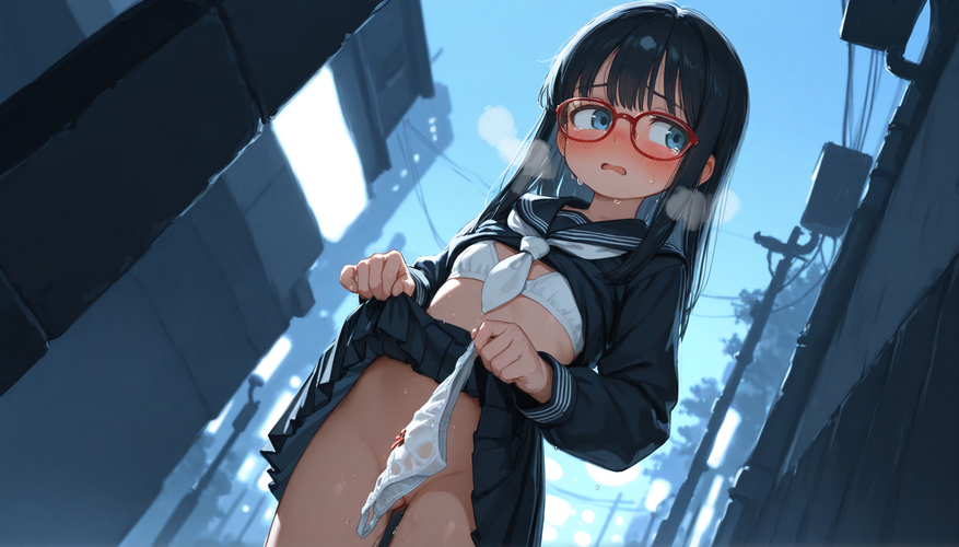 街の裏通りでこっそり露出