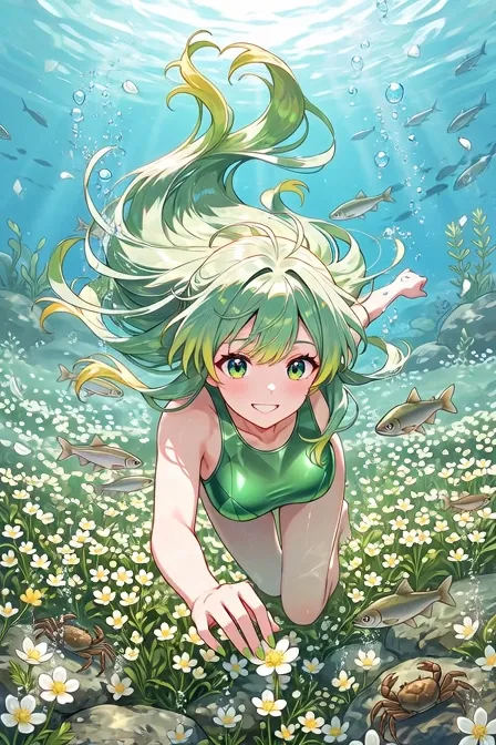 梅花藻の清流で