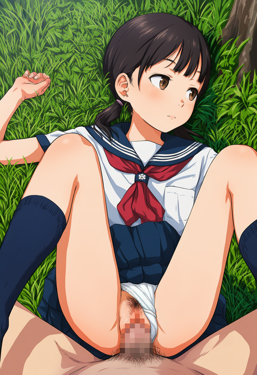 野外で嫌がるJKに無理矢理挿入【中出し制服少女】⑤