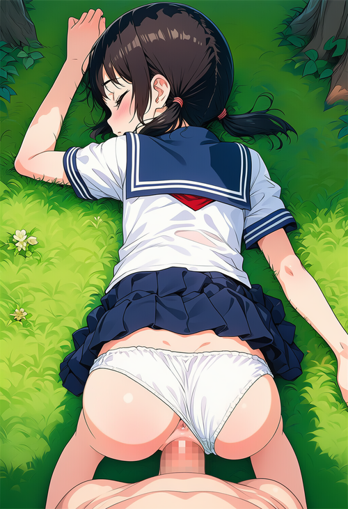 野外で嫌がるJKに無理矢理挿入【中出し制服少女】⑨
