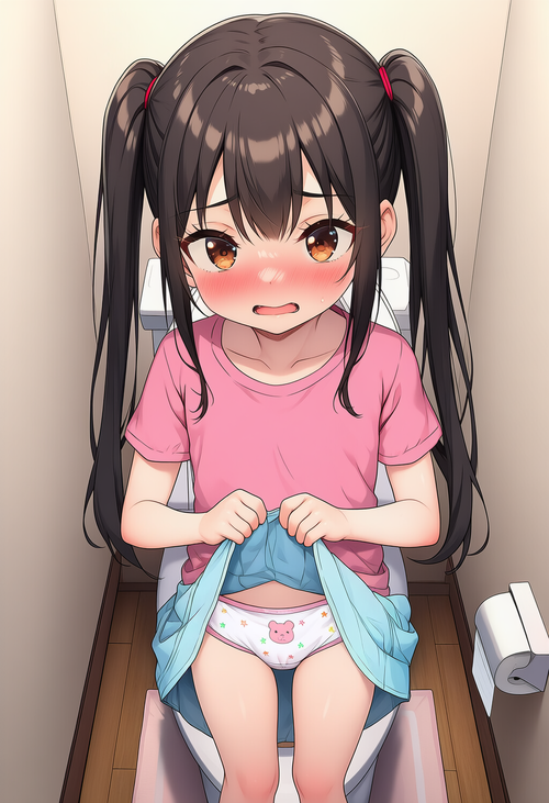 幼い少女のトイレに押し入り大量射精【いたずら子供ぱんつ】③
