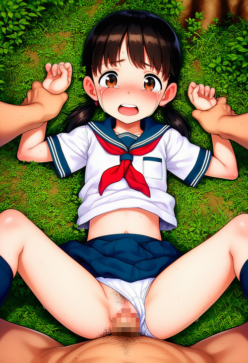 野外で嫌がるJKに無理矢理挿入【中出し制服少女】