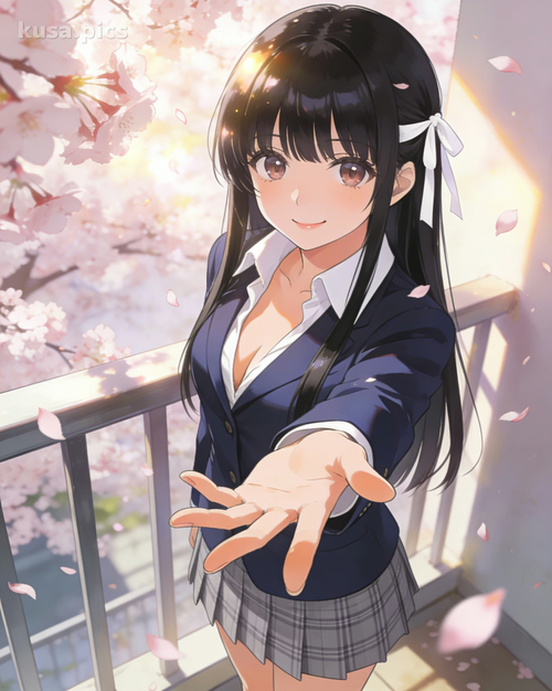 桜と少女と静止